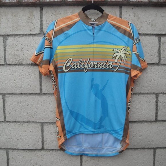 San Diego Cycling Canari Blue California Short Sleeve Shirt Med - Picture 1 of 4